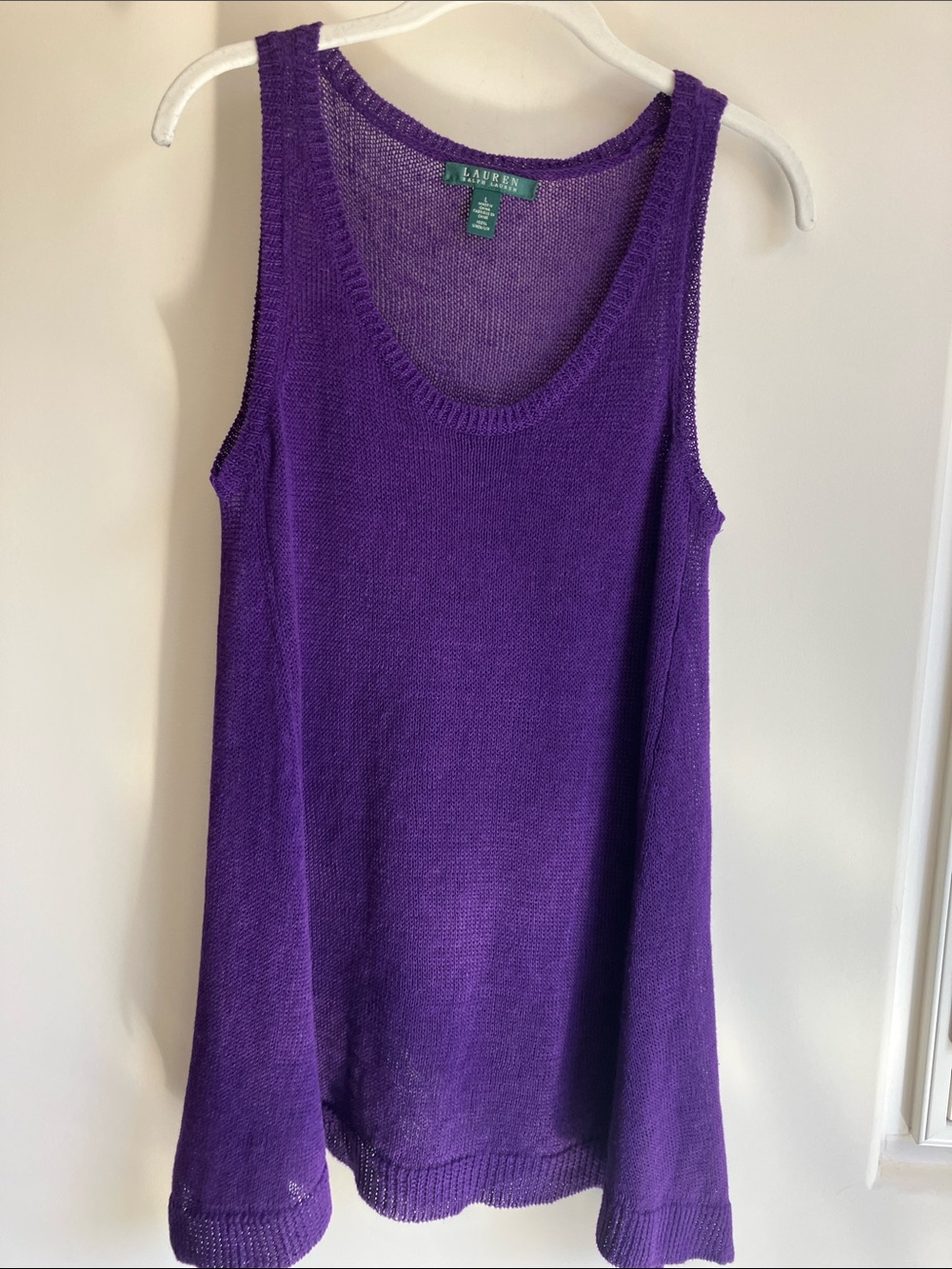 RALPH LAUREN ELINOR Sleeveless 100% LINEN Tank Top, Purple, Women’s Size L